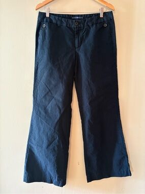 Gap Navy Blue Mid Rise Straight, Wide Leg Chino Pants, Sz 8.